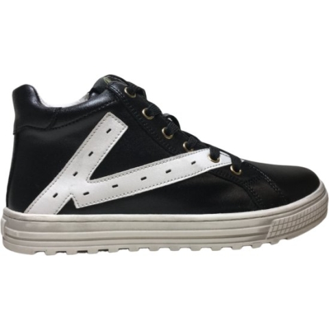 Naturino Snip High - mt 33 - veter rits hoge lederen sneakers - zwart wit