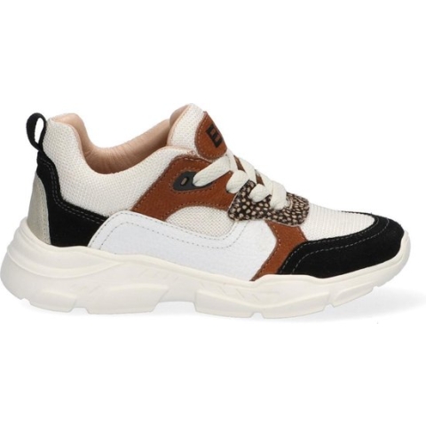 Braqeez Renee Run Meisjes Lage Sneakers - Beige/Multi - Suède - Veters