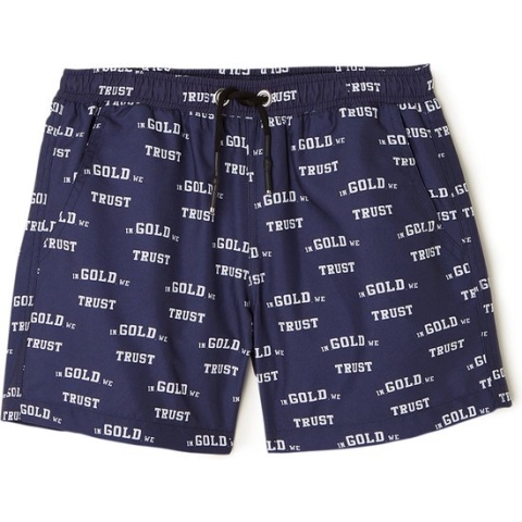 In Gold We Trust Zwembroek met logoprint - Blauw - Maat 152 (10-12jaar)