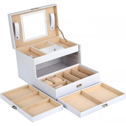 Make Up Koffer Meisjes - Organizer Koffer Met Inhoud 3 Lades - Make Up Koffer Met Spiegel Afsluitbaar Cadeau