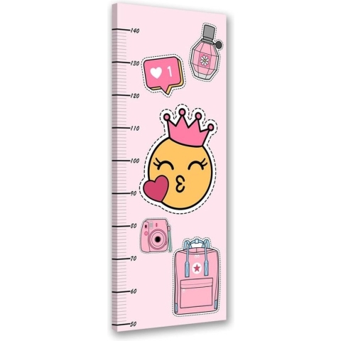 Trend24 - Groeimeter kinderkamer - Canvas Schilderij - Voor Meisjes - Meetlat kind - Babykamer accessoires - Kinderkamer accessoires - 60x150x2 cm - Roze