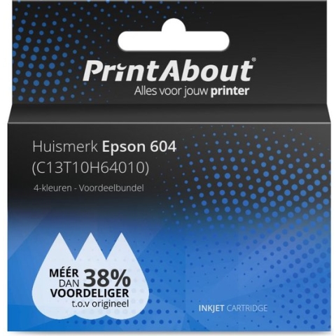 PrintAbout huismerk Inktcartridge 604 (C13T10H64010) 4-kleuren Voordeelbundel geschikt voor Epson
