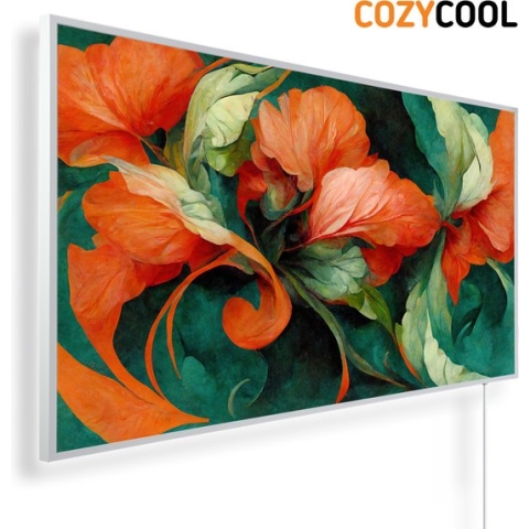 Infraroodpaneel met afbeelding | Bloemenachtergrond in barok stijl | 1200 Watt | Witte lijst | Infrarood verwarmingspaneel | Infrarood paneel | Infrarood verwarming