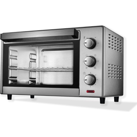 Professionele Elektrische Oven: Precisie Koken met Instelbare Temperatuur, Timer en 6 Kookmodus, Geventileerd, Zilver, 25 Liter - Inclusief Accessoires voor Culinaire Perfectie