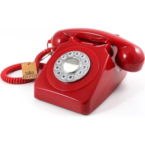 GPO 746PUSHRED - Telefoon retro jaren ‘70, druktoetsen, rood