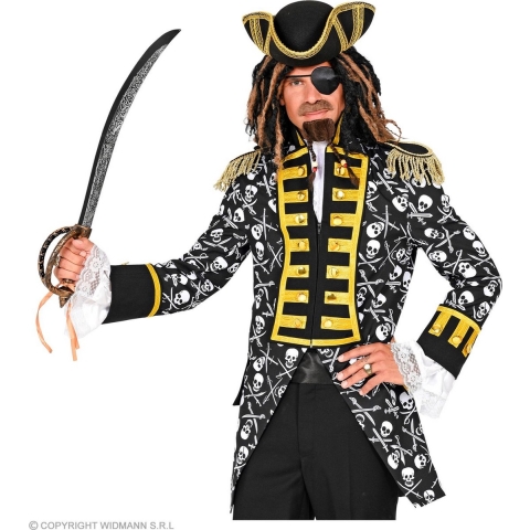Widmann - Piraat & Viking Kostuum - Ben De Boneless Piraat Man - Zwart / Wit - Small - Carnavalskleding - Verkleedkleding