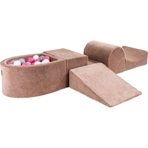 Speelset incl. 100 ballen - Beige - Licht Roze, Grijs, Wit