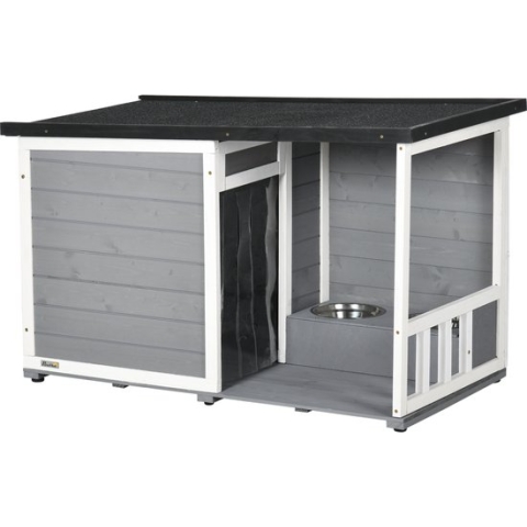 PawHut Hundehütte mit Fressnäpfen D02-144V00