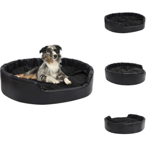 vidaXL Dik Gevoerde Hondenbank - 99 x 89 x 21 cm - Zwart Kunstleer en Pluche - Dierenkussen
