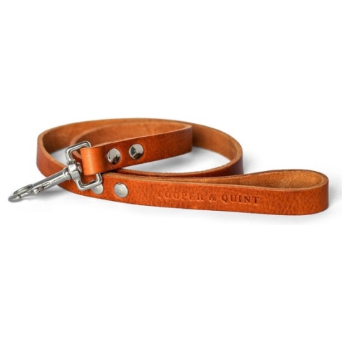 Cooper & Quint No Fuss - Hondenriem Leer - Camel Slim