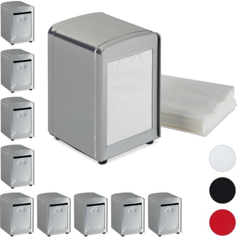 Relaxdays 10x servettenhouder retro - American Diner servet houder - servetten dispenser