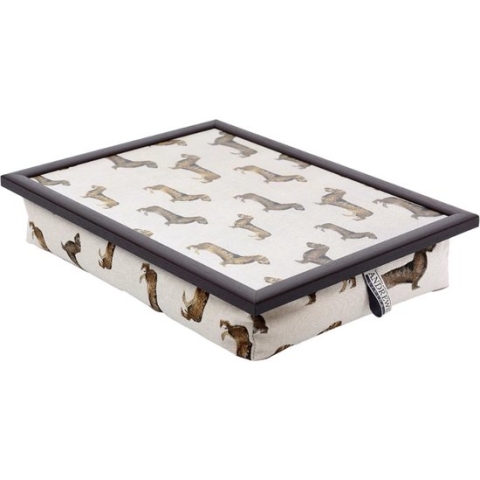 Andrews Laptray, Schoottafel, Schootkussen, Laptoptafel, Dienblad met kussen Ruwharige Teckel