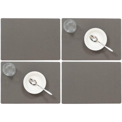 Set van 12x stuks stevige luxe Tafel placemats Plain donkergrijs 30 x 43 cm - Met anti slip laag en Teflon coating toplaag
