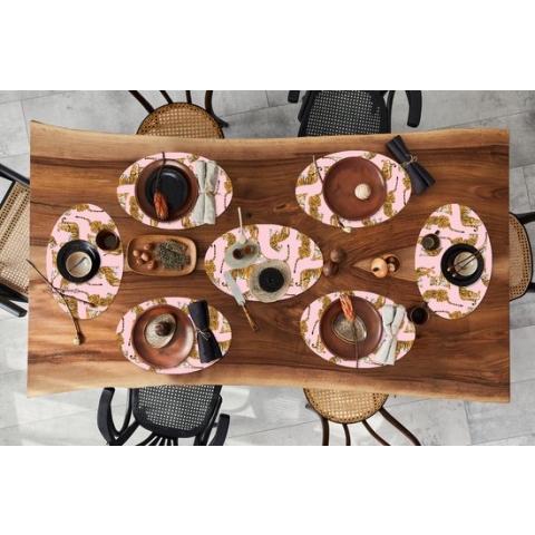 Placemats ovaal - Onderleggers - Ovale placemats - Patroon - Tiger - Dieren - 8 stuks