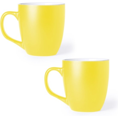 10x Drinkbeker/mok geel 440 ml - Keramiek - Gele mokken/bekers voor onbijt en lunch