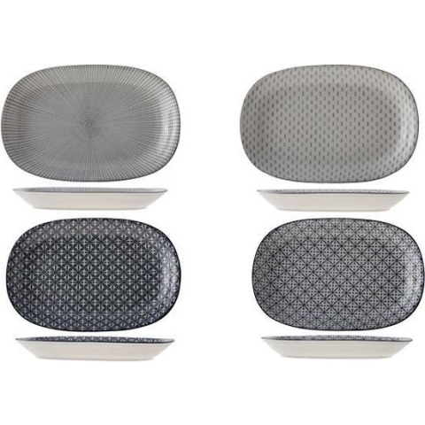 Cosy&Trendy Mix Crazy ovaal bord 30x20.5 cm - assoorti - Set-4