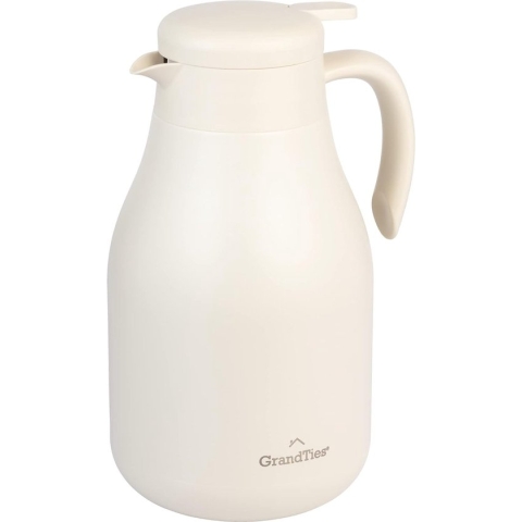 1800 ML roestvrijstalen thermische koffiekaraf - geïsoleerde dubbelwandige vacuüm koffiethermoskan, koffiepot, heetwaterdispenser - thermoskan voor warme dranken, 12 uur warmtebehoud (ivoorwit)