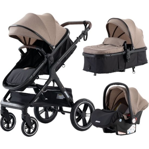 Loft Home Luxe 3-in-1 Kinderwagen - Wandelwagen - Autostoeltje - Buggy - Inklapbaar - Khaki - 0-36 Maanden