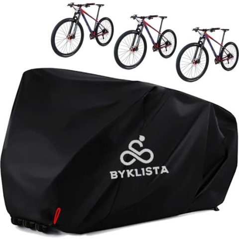 fietsenstalling voor 2-3 fietsen + eBook - waterdichte fietshoes van 210D Oxford-stof, extra gelaste binnennaden - fietszeil, fietszeil, fietsbeschermhoes