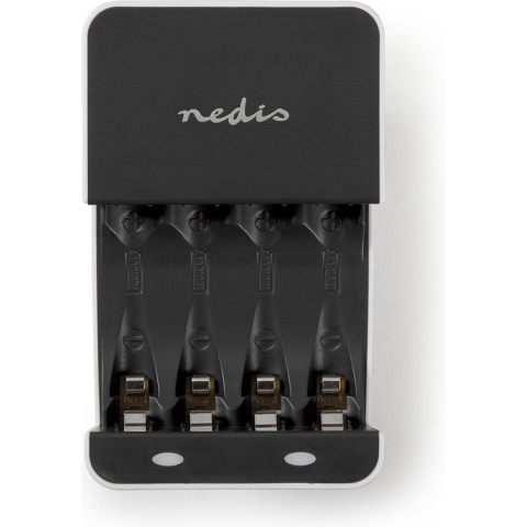 NiMH-Batterijlader AA / AAA - 1.2 V DC - Druppelladen - Type C (CEE 7/16) - Batterijtype: AA / AAA - Wit / Zwart