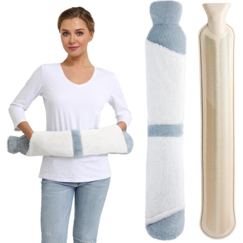 2 l lange warmwaterkruik met 2 handwarmhoudzakken overtrek bedkruik warmtezak extra warm water fles zak wollige warmwaterkruik handen groot voor kinderen volwassenen buik schouder nek
