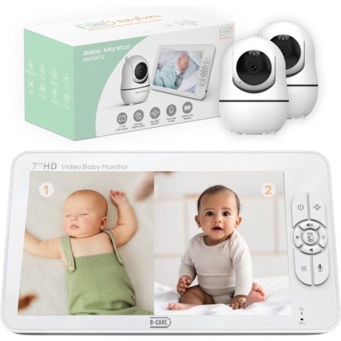 B-care Babyfoon met 2 Camera´s - 7.0 Inch Scherm - Split Screen - Zonder Wifi en App - Baby Monitor - Baby Camera
