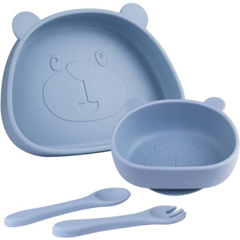 Babyborden, serviesset met zuignap, antislip siliconen kinderbord voor peuters, kom met lepelvork, geschikt voor de meeste kinderstoelen, BPA-vrij, vaatwasser- en magnetronbestendig