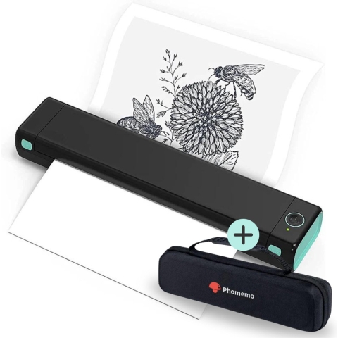 Phomemo® Draagbare Printer - Inclusief App, Draagtas & A4 Papier Set - A4 Formaat Printer - Compacte Draagbare Printer - Mobiele Fotoprinter - Draadloos Afdrukken - Print Documenten, Afbeeldingen & Meer! - 2024 Versie