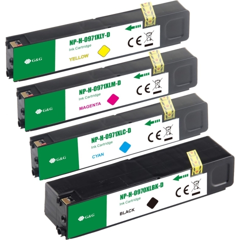 G&G HP 970XL / 971XL Inktcartridge Zwart/ Cyaan/ Magenta/ Geel Huismerk Hoge capaciteit
