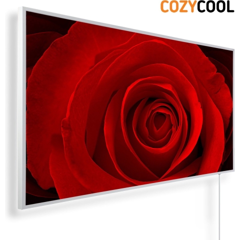 Infraroodpaneel met afbeelding | Rode roos | 1200 Watt | Witte lijst | Infrarood verwarmingspaneel | Infrarood paneel | Infrarood verwarming