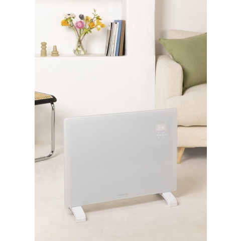 CREATE Glass Panel Heater 1500 Watt - Smart WiFi bediening via app - 2 Vermogens - Vrijstaand of wandmontage - Convectorkachel - Elektrische kachel - Paneelverwarming - Timer functie - IP 24 spatwaterdicht - Thermostaat 24 uur - Wit - Warm Crystal