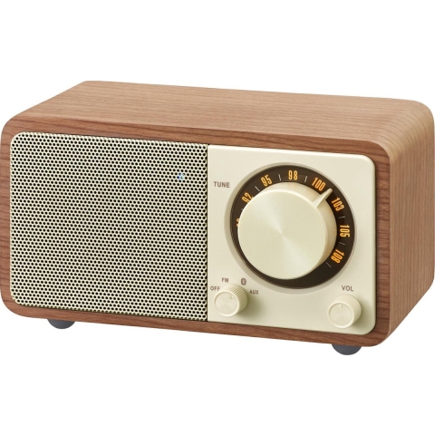 Sangean Genuine Mini - WR-7 - Mini FM-radio met Bluetooth en houten kast - Walnoot