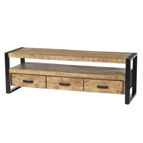 Livingfurn - TV Meubel Nairobi 150cm - Mangohout / Gecoat Staal