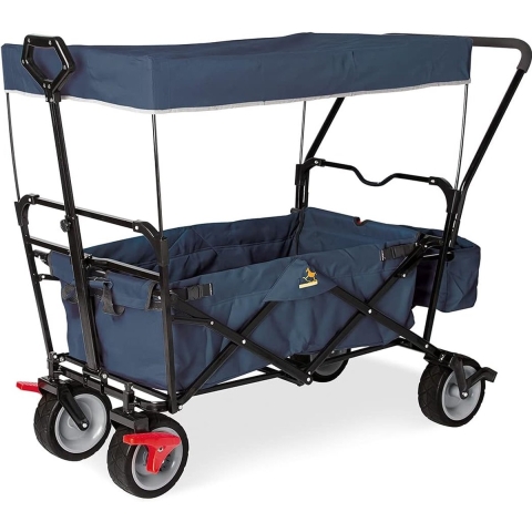vouwwagen Paxi Dlx Comfort met rem, zonnekap, draagtas, comfortabele drukgreep, lading 70 kg, marineblauw