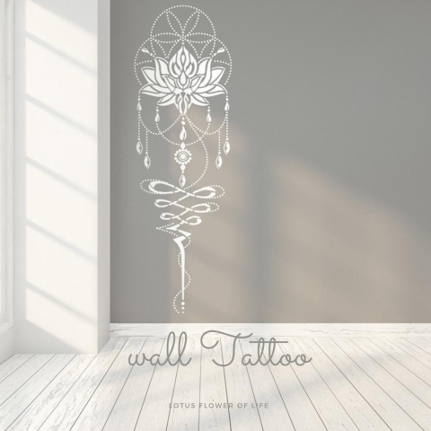 XXL Muur tattoo sjabloon - Lotus flower of life - kunststof- 205 x 65 cm - made in Amsterdam