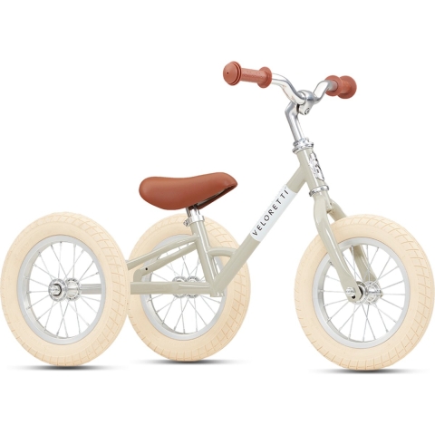 Veloretti Tricycle loopfiets - Driewieler 12 inch - Grijs / Beige - 1.5-4 jaar