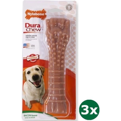 Nylabone dura chew voor harde bijters baconsmaak 3x Vanaf 23 kg