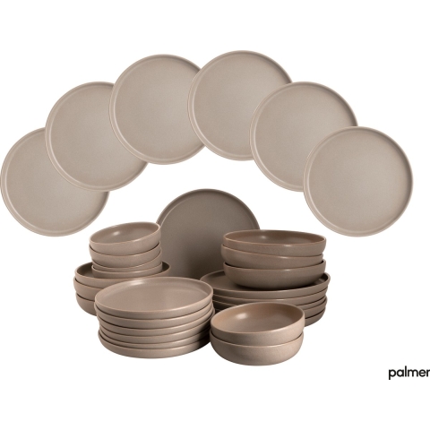 Palmer Serviesset Sandy Loam Stoneware 6-persoons 24-delig Grijs