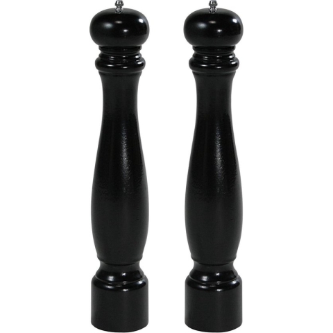 Groot zwart houten peper en zoutstel 40 cm - Pepermaler/zoutmaler - Kruiden en specerijen vermalen vermalers