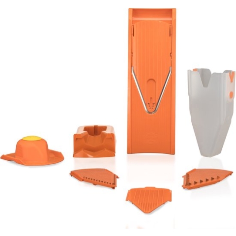 Börner Mandoline V1 Profi | 7-delige set | 5 snijdiktes | Geschikt als Frietsnijder | BPA-vrij en Roestvrij | Oranje