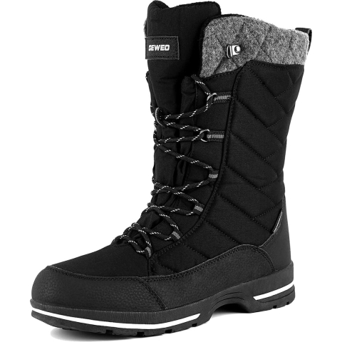 Winter Sneeuwlaars Dames - Waterdichte Sneeuwlaarzen - Winter Fleece Gevoerd Warme Winterlaarzen - Snowboots Antislip Outdoor - Zwart - Maat 41