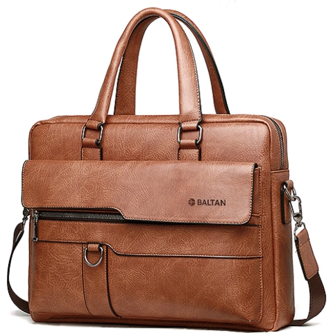 Baltan Leren Aktetas - Laptoptas - Tot 16 inch - Bruin - 10L - 38 X 29 X 10 CM