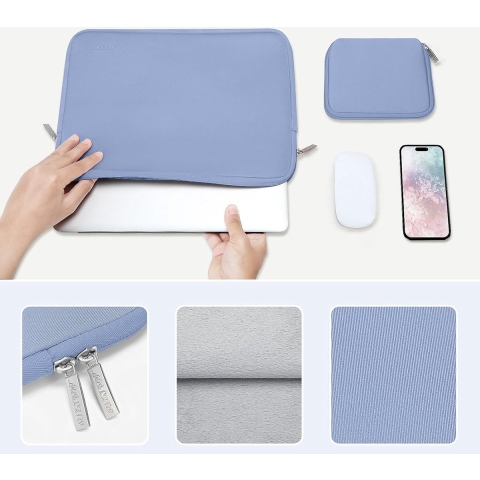 Laptophoes Compatibel met MacBook Pro 15 inch A1990 A1707, 15 Surface Laptop 4/3, 2020 Dell XPS 15, ThinkPad X1 Yoga (1-4e Gen), Neopreen Rugzakhoes met Kleine Hoes, Blauw (Serenity Blue)