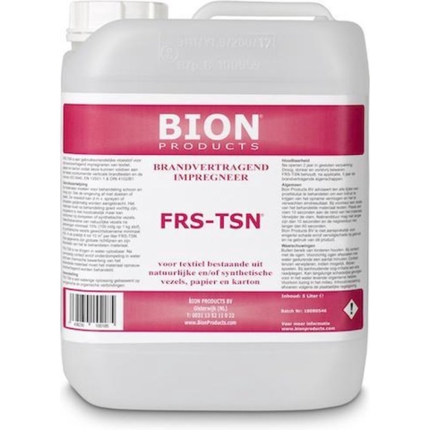 Brandvertrager FRS-TSN 5 liter Brandvertragend ("brandwerend") impregneer voor Gordijnen, Textiel, Papier en Karton