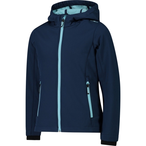 CMP Girls Fix Hoodie Softshell - Blue-acqua - Maat Kinder_EU 110
