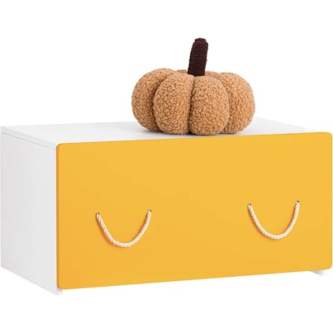 Mara Ladekast - Speelgoedkist - Opbergdoos - Met deksel - Wit Geel - MDF - 70 x 40 x 35 cm