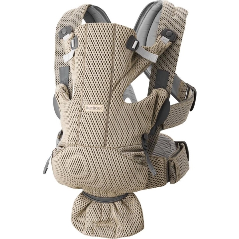 BabyBjörn Draagzak Move - 3D Mesh - Grijs beige - Buikdrager – Ergonomisch – Extra lendesteun - Ademend