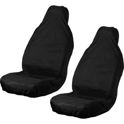 2-delige universele waterdichte autostoelhoezenset, stoelbeschermer voor bestuurdersstoelen, hoogwaardige nylon autostoelhoes in zwart voor honden, kinderen, sport, gemakkelijk schoon te maken