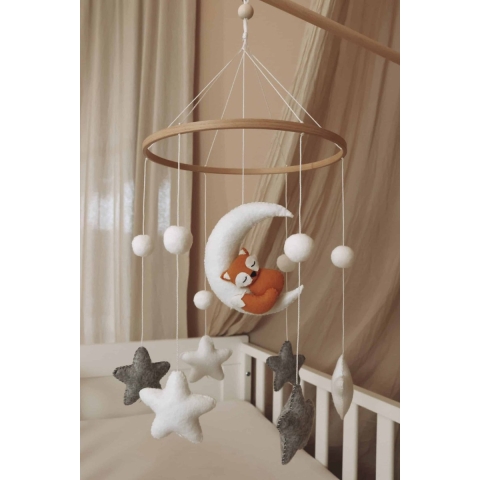 Little Loua Baby Muziekmobiel Vos - 100% handgemaakt - Boxmobiel - Decoratie babykamer - Cadeau baby