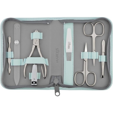 Solingen 8-delige manicureset met tang en glasvijl, nagelverzorgingsset in hoogwaardig leren etui, volwaardige set voor dames en heren